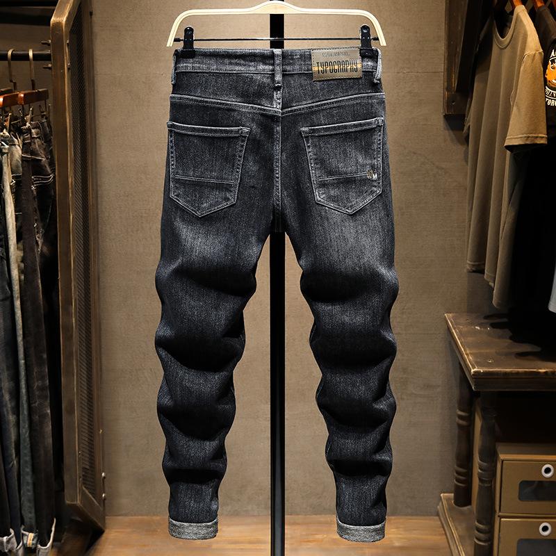 

Весенние мужские джинсы, модные корейские эластичные повседневные брюки, облегающие универсальные брюки для мужчин 38