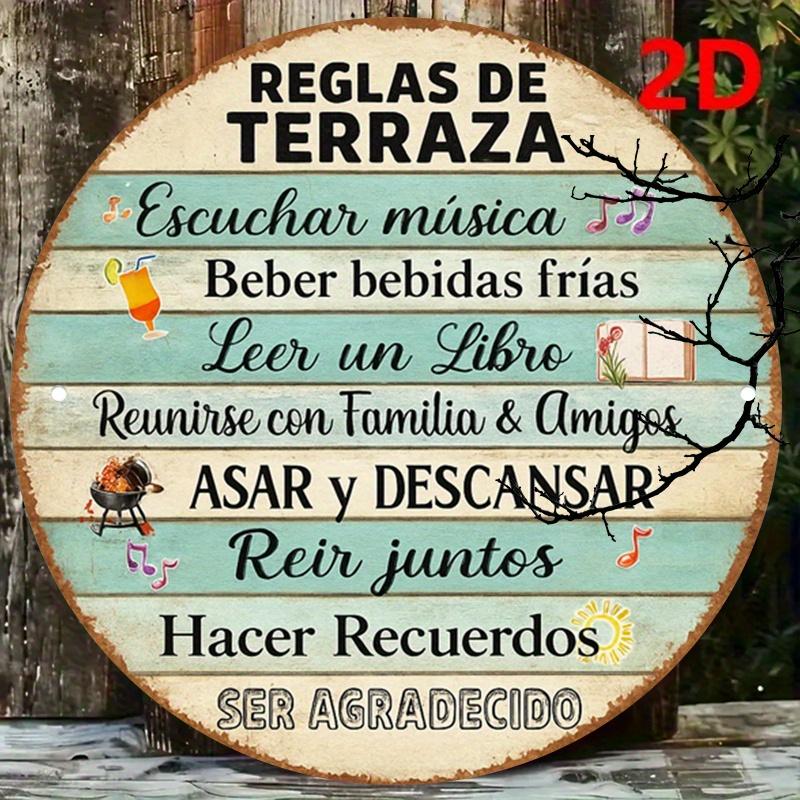 D Flat a Round Wooden Sign a Vintage Plaque with Terrace Rules a Decorative Sign for Courtyards Gardens Balconies