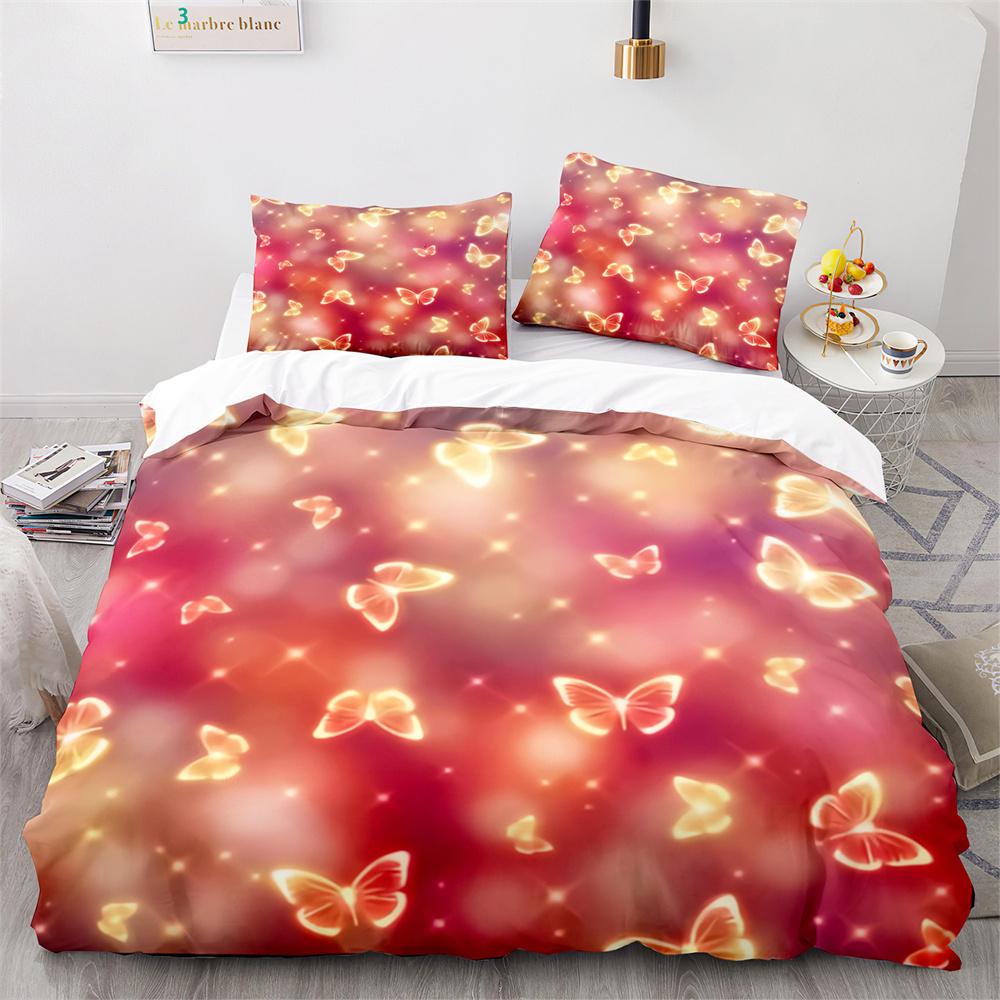 Butterfly Duvet Cover Set Blue Purple Wild Animals Bedding Set King Queen Size for Kids Girls Women Polyester Comforter Cover