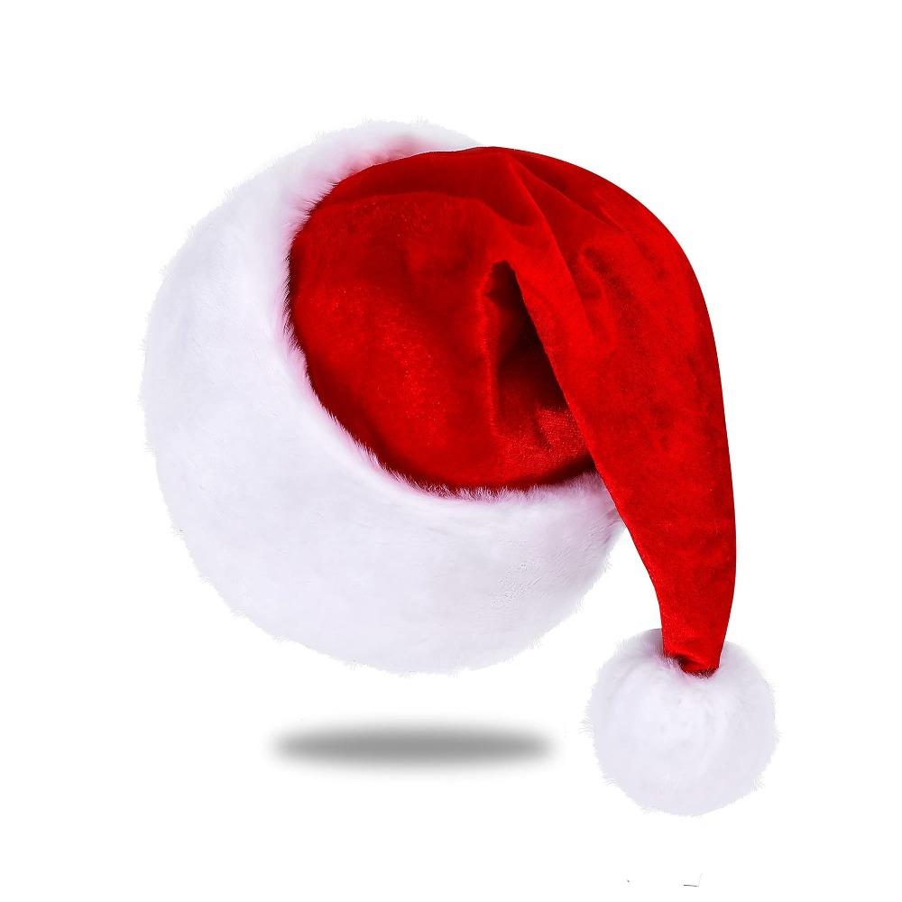 Hochwertiger Verdickter Samt-Weihnachtsmütze Plüsch-Weihnachtsmütze Klassische Feiertagskappe für Erwachsene und Kinder Festliches Winteraccessoire 32x45CM rot