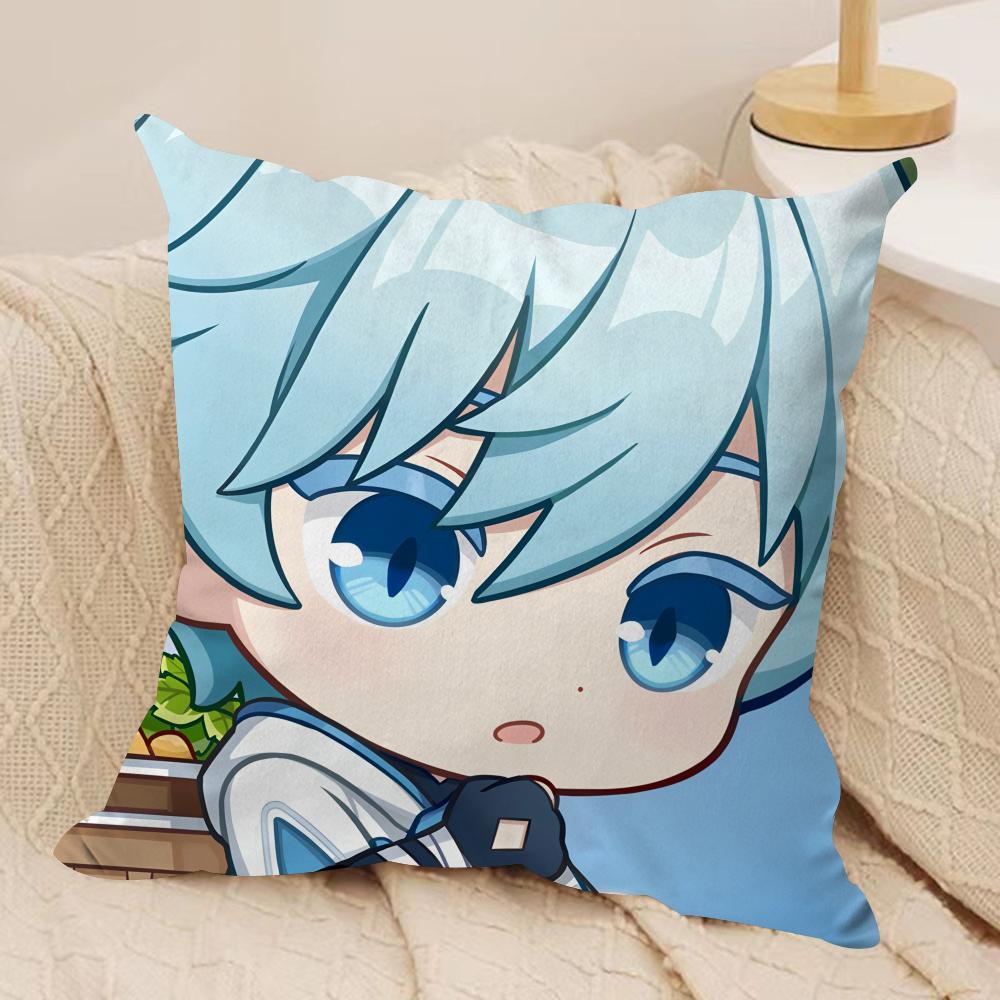 chongyun cute genshin impact Cushion Cover Silky Short Plush Invisible Zipper Dustproof Sofa Pillow Case for Home Decor 30x30cm