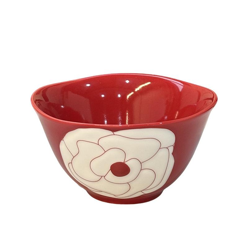Red Camellia High-Value Ceramic Dishes, Tableware, Souvenir, Wedding Gift, Housewarming, New Home Dish Set