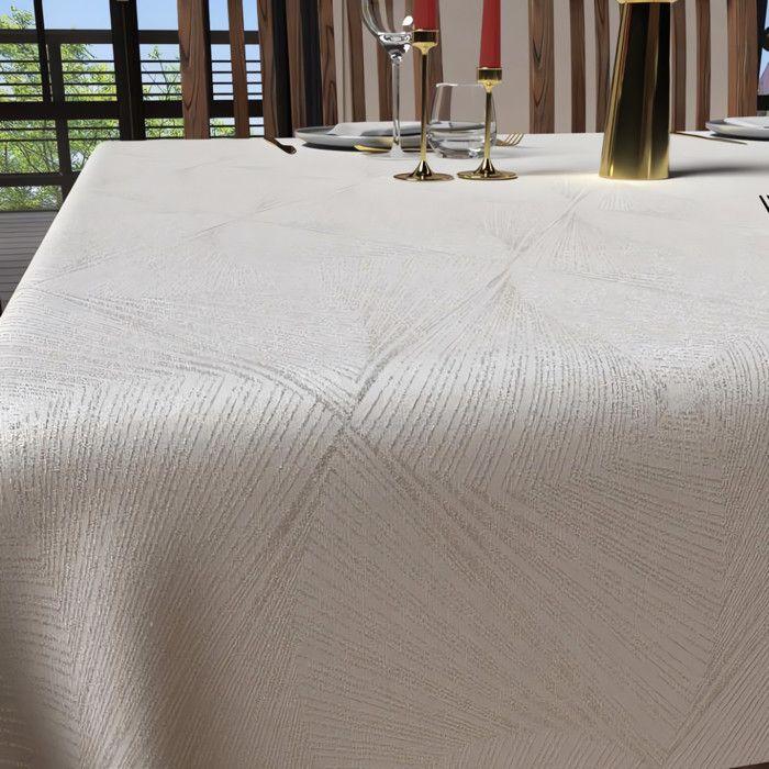 Nappe rectangle anti-tâches 150x250 cm LUXURY blanc, par Soleil d'Ocre