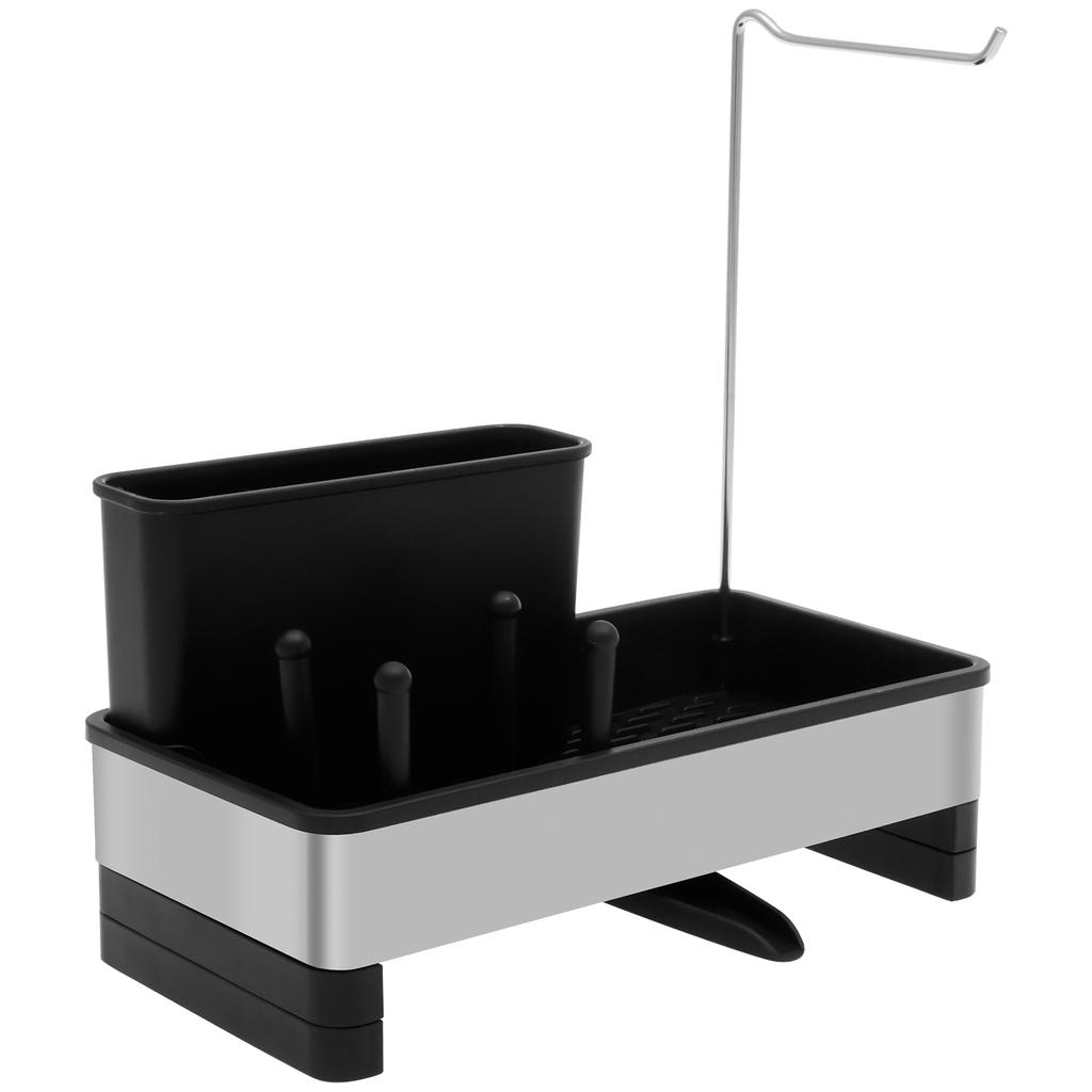 Sponge Holder for Kitchen Sink Multifunctional Sink Caddy with Auto Drain Tray Rust Resistant Kitchen Sponge Holder for Brush