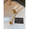 Fashion Gold & Small Ball Pendant Necklace Women's Accessories Fancy Light Luxury and Simplicity Everyday Joker Elegant Sweater Chain