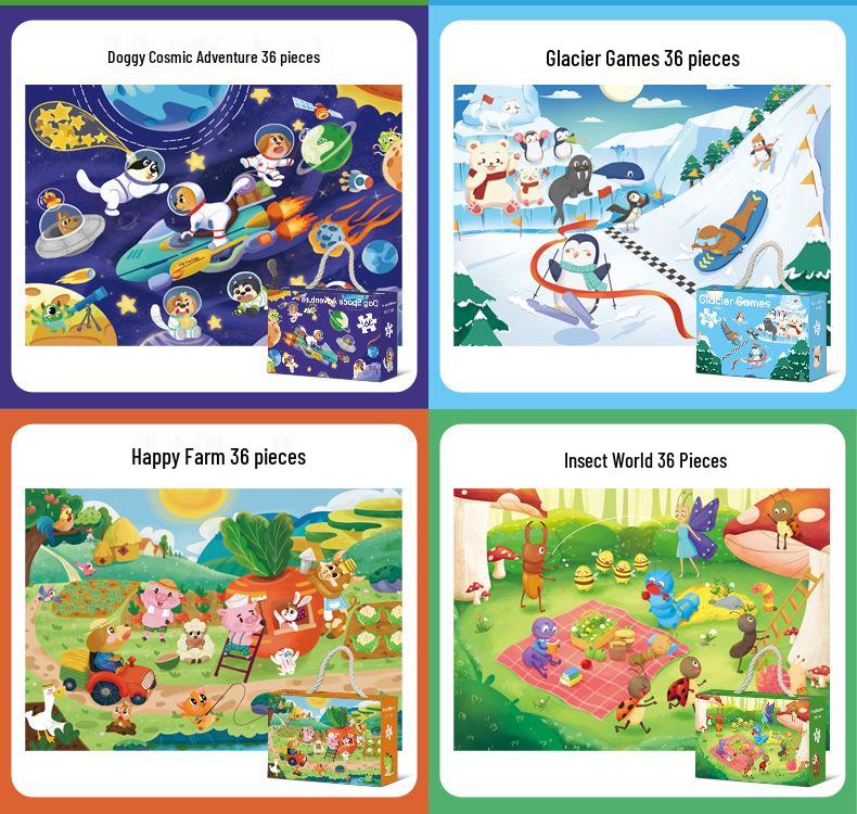 Educational Dinosaur Cartoon Jigsaw Puzzle for Kids Ages 3-6 - Boxed Flat Toy