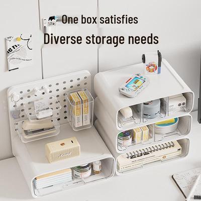 Customizable DIY Pegboard Desk Organizer Storage Box for Students