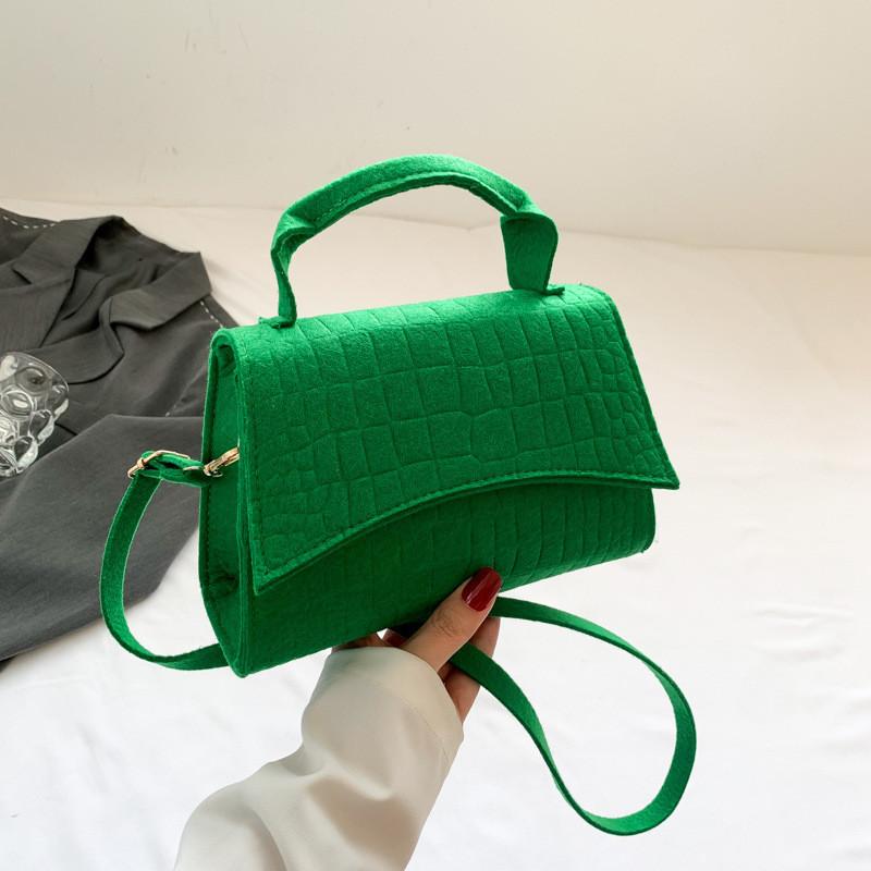 Trendy Square Felt Crossbody Bag For Women Sophisticated And Practical Shoulder Bag зелёный
