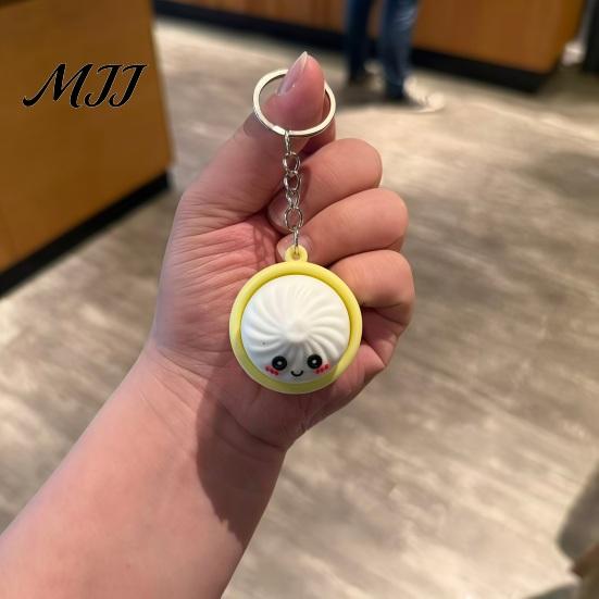 Self Control Toy Keychain, Steamed Bun Pendant, Portable Key Chain Stress Relief Meeting Reliever Toy, with Crisp Clicks Fidget for Kids Adults