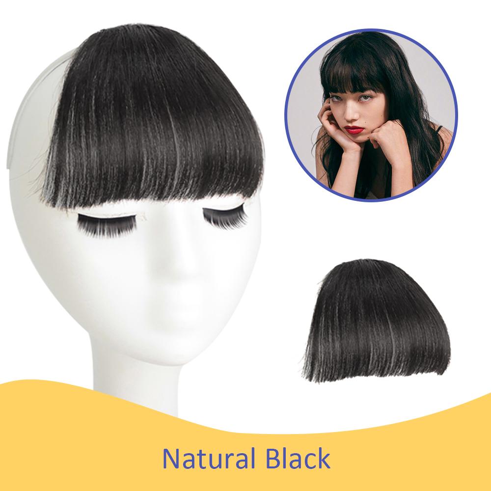 

Синтетический натуральный парик с тупой челкой Темно-светло-коричневый черный синтетический парик Сплошной цвет Плоская челка Прическа