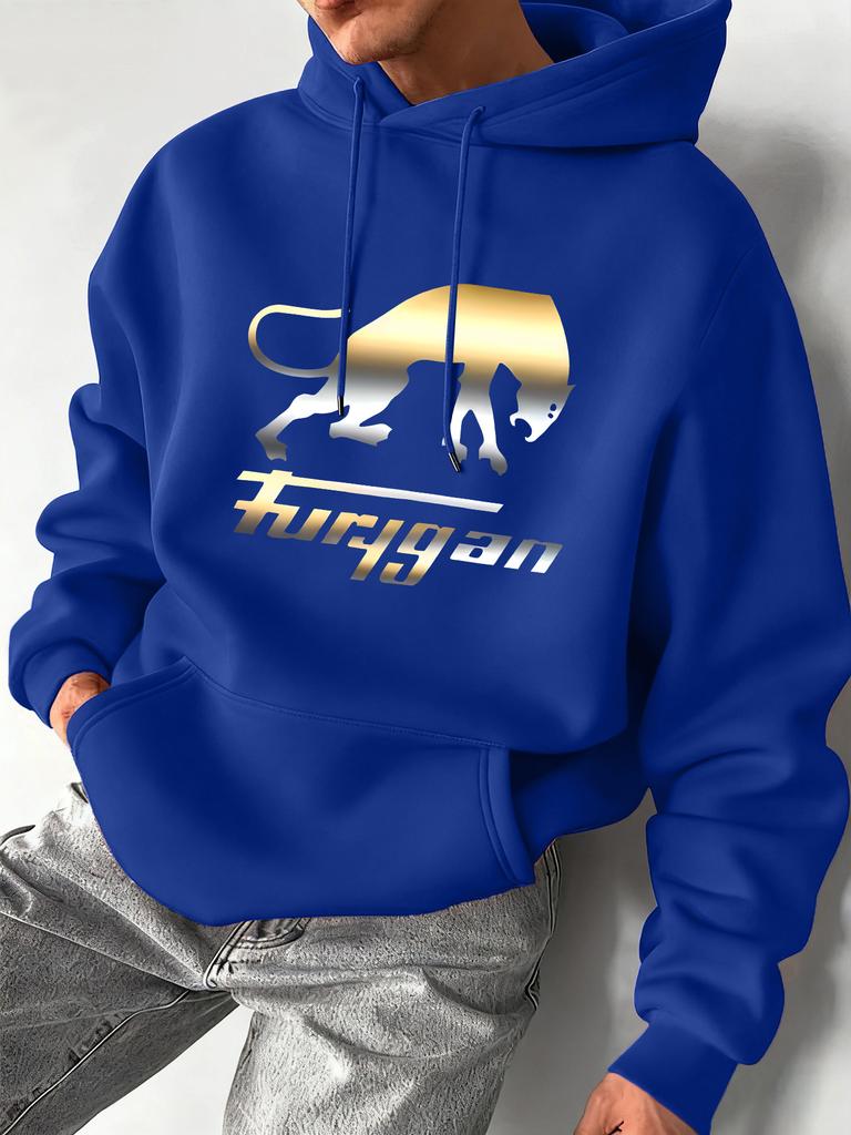 Streetwear Hip-hop Style Loose-fitting Top with Unique Letter Print Men's Hooded Sweatshirt for Autumn and Winter Casual Wear