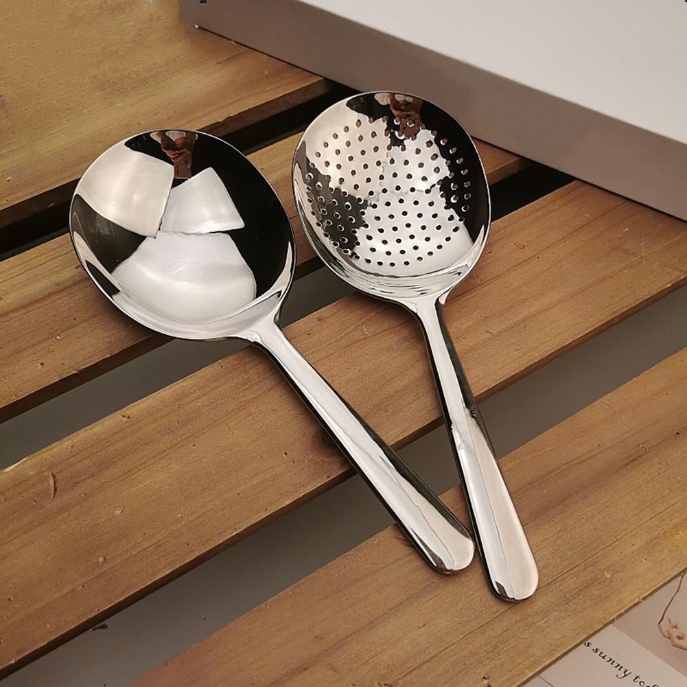Short Handle Stainless Steel Ladle and Strainer Set for Food Serving and Separation at For Home and Restaurant