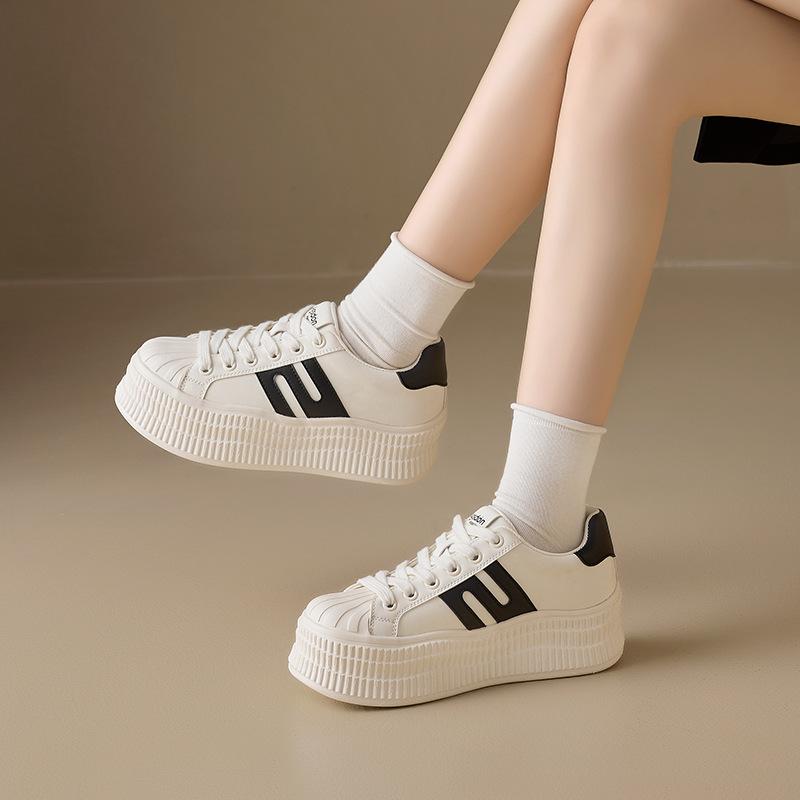 Augustine Shell Head White Shoes Women's 2025 New Autumn and Winter Platform Dexun Board Shoes Casual Sneakers