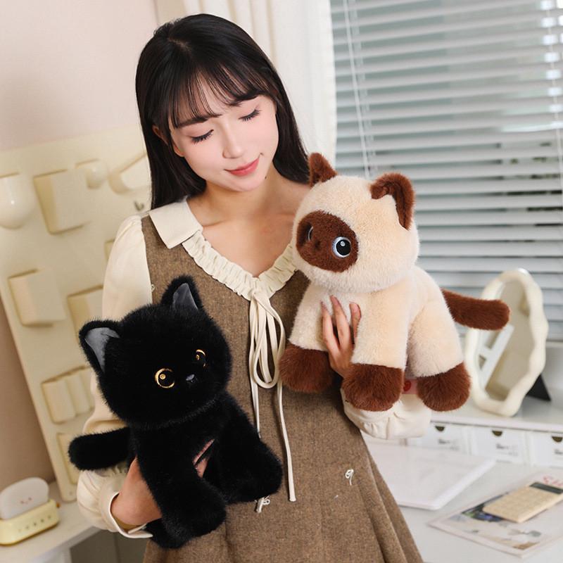 Plush Siamese Cat Toy With Pp Cotton Filling For Kids And Adults
