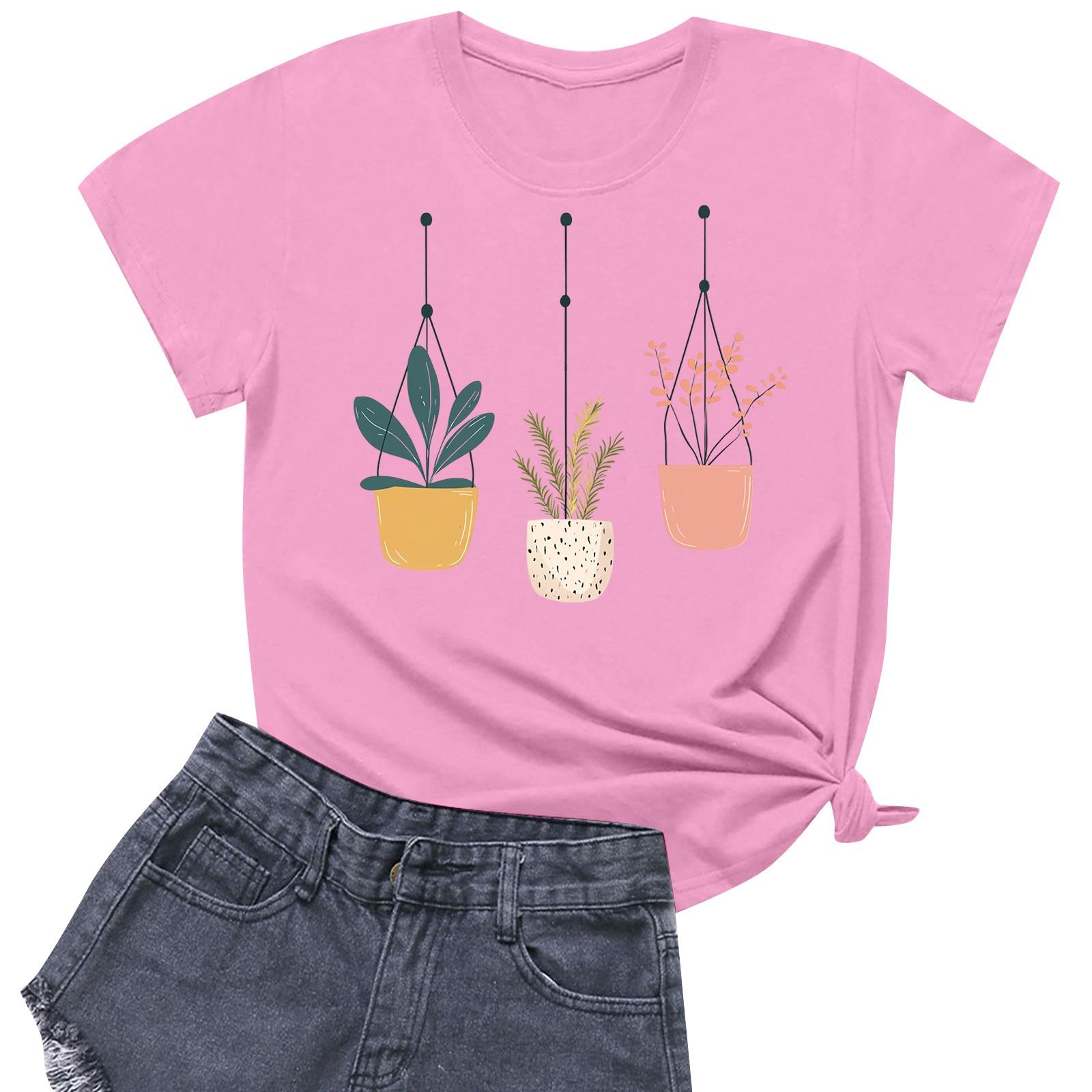 

Женская повседневная футболка с круглым вырезом и короткими рукавами с принтом S розовый