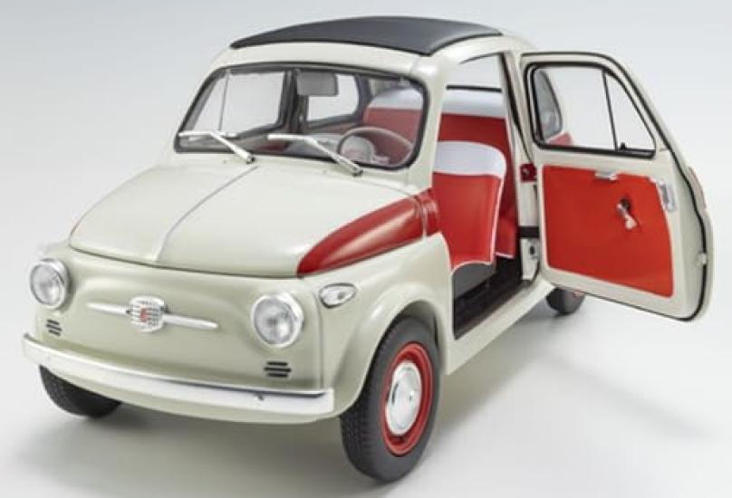 Kyosho Original Scale Fiat Nuova 500 Sport Finished Product KS08966SLG 1/18 (Light Gray/Red Line)