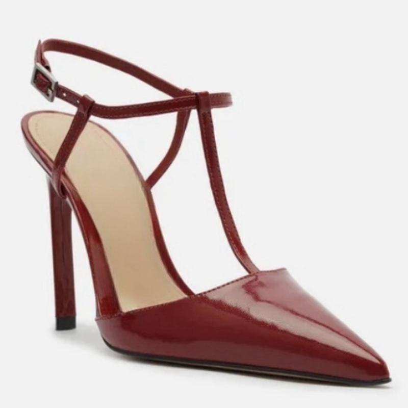 

Красные женские босоножки, лето 2025, сексуальные туфли на высоком каблуке, роскошные красные черные туфли для свадебных танцев, фетиш-туфли для женщин, большой размер 43 вино красного