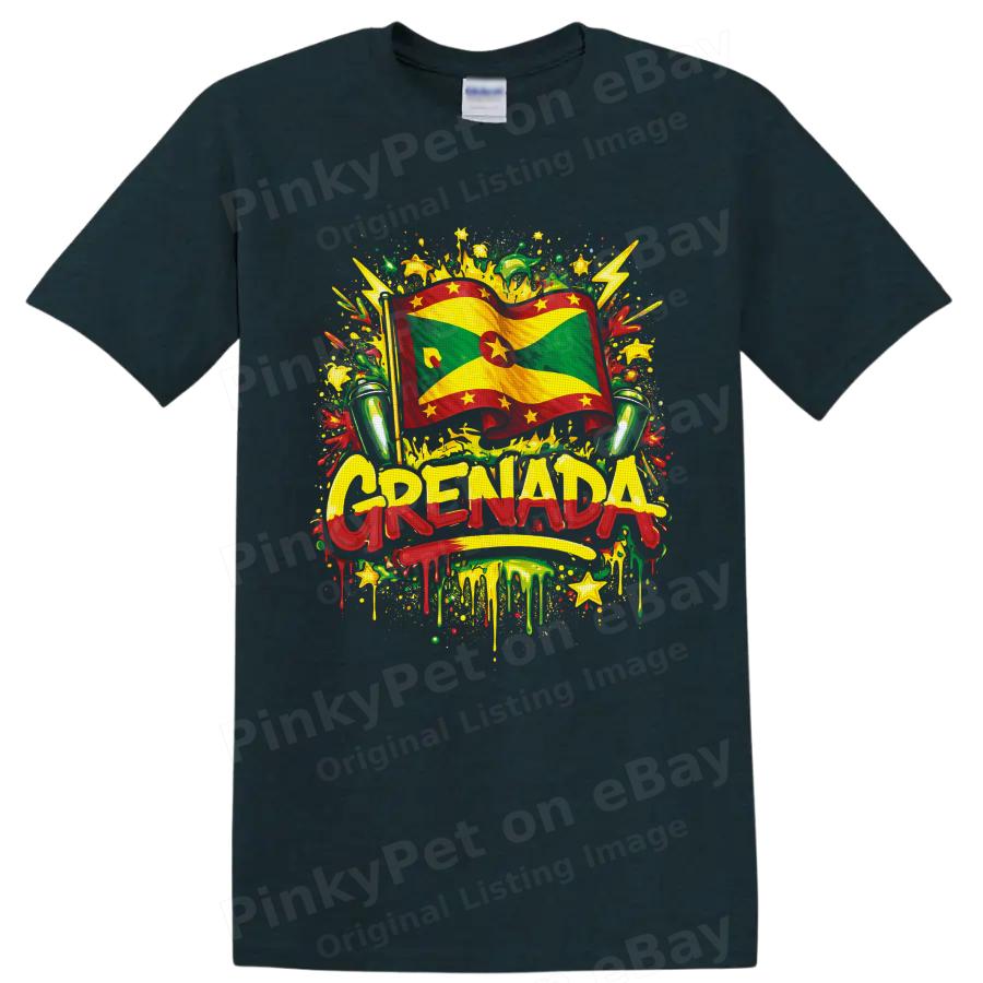 Grenada Flag T Shirt Caribbean Pride Red Green Yellow Graphic Island Tee Gift