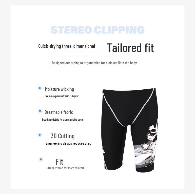 Yingfa Men's Quick-Dry Competition Boxer Swim Trunks, 2024 Style, Anti-Embarrassment Design for Professional Training.