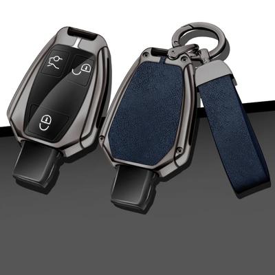 Étui Coque Métal Cuir pour Clé de Voiture Mercedes Benz Classe A B C E GLS GLA GLK GLC CLS CLA AMG W204 W205 W212 W463 W176