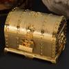 European Princess Gold Feng Shui Double-Layer Metal Jewelry Box with Lock - Wedding Gift Ornament