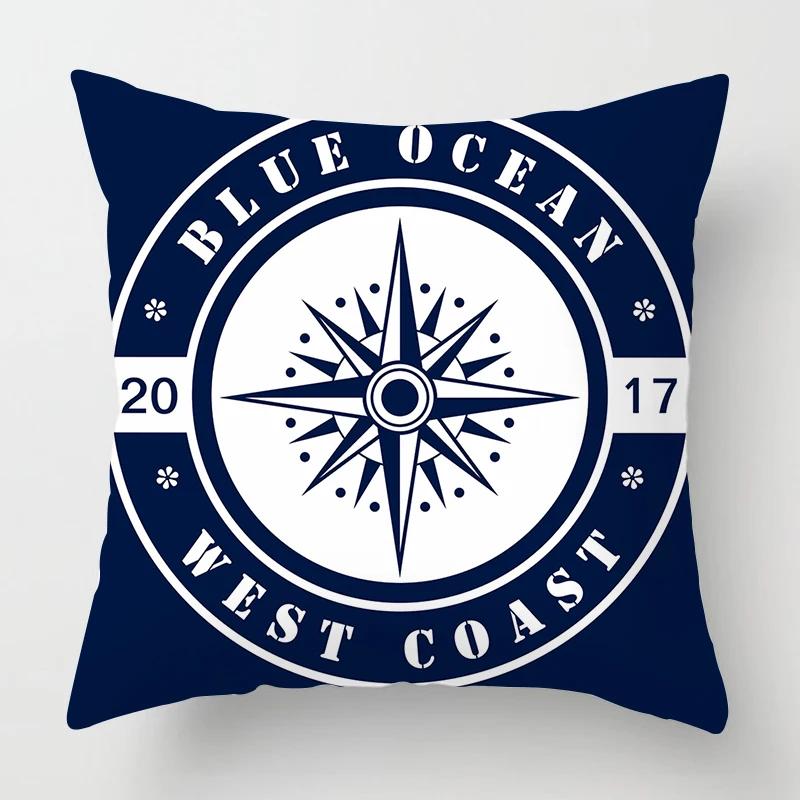 Nordic Dark Blue Nautical Collection Pillowcase Home Decor Sofa Decoration Cushion Cover