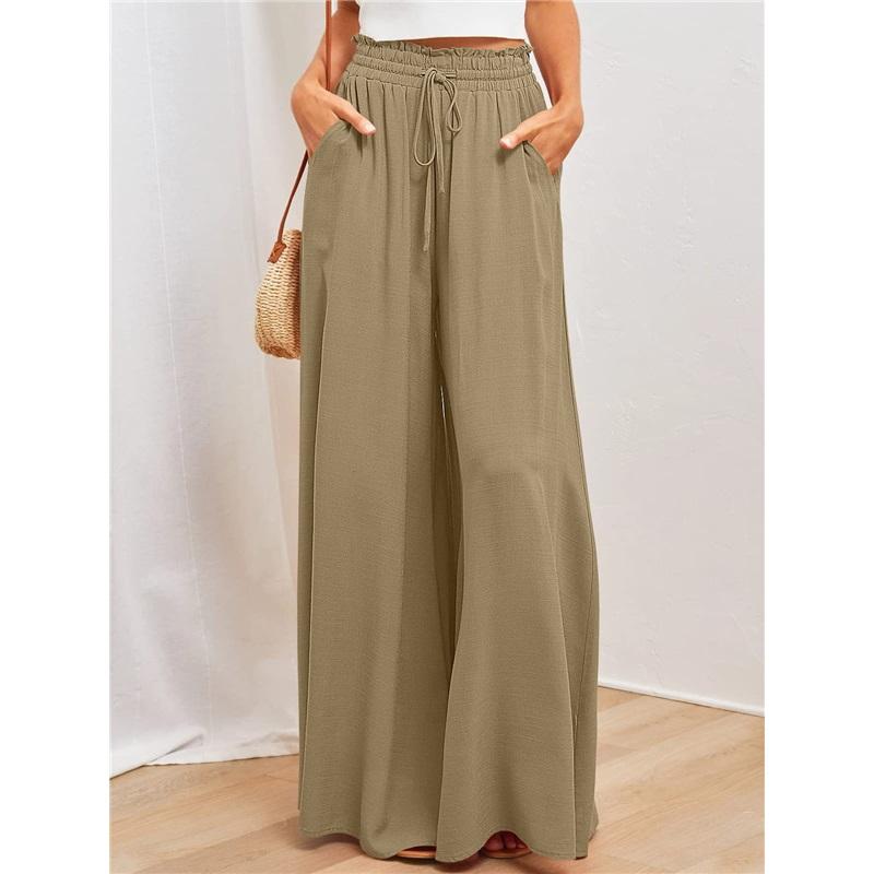 European And American Style Summer Ladies Casual Wide Leg Loose Printed Trousers Suitable For Daily Commuting And Beach Vacations