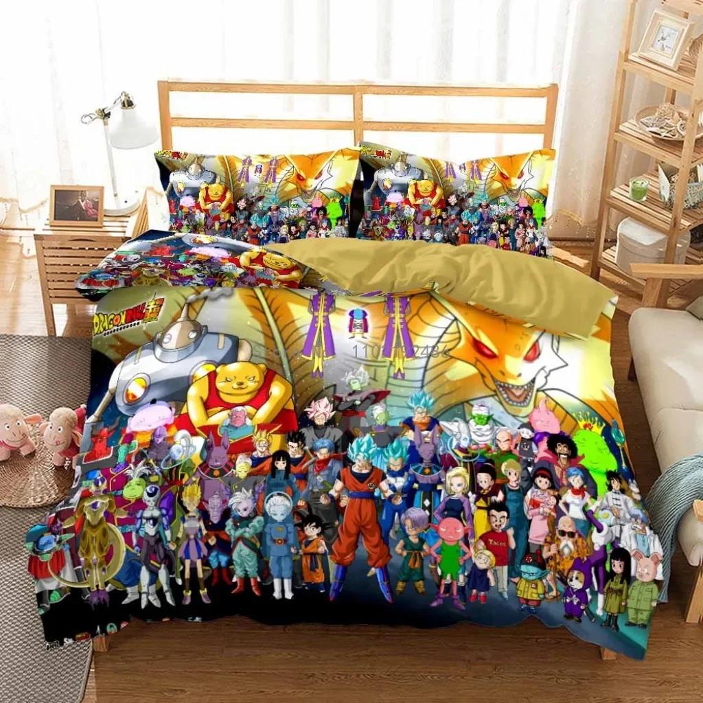 2D Print Anime Dragon Ball Super Saiyan Son Goku Duvet Cover Bedding Set Double Twin For Kids Bedclothes Quilt Cover Gi