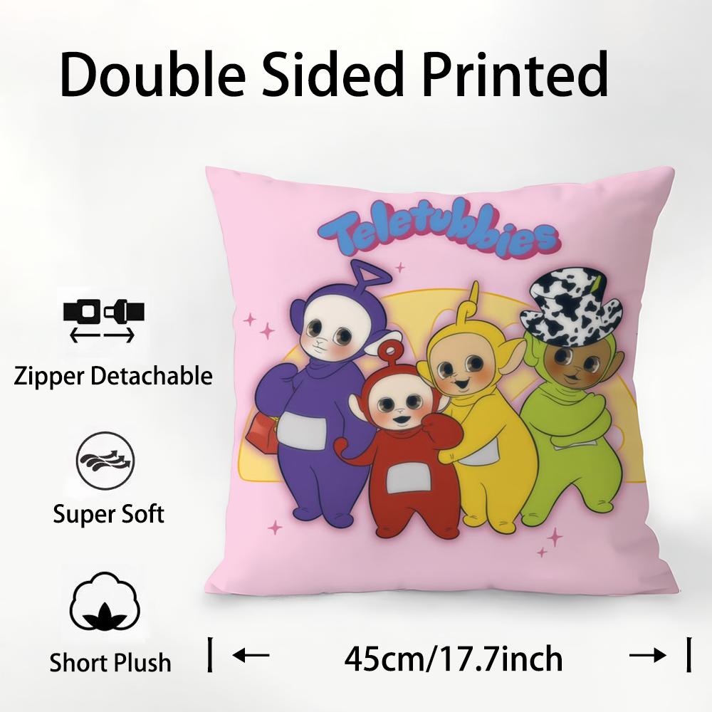 

Cute T-Teletubbies Pillow Case Plush Fabric Soft Double Sided Print Sofa Cushion Cover Throw Pillow Covers 12x12Inch