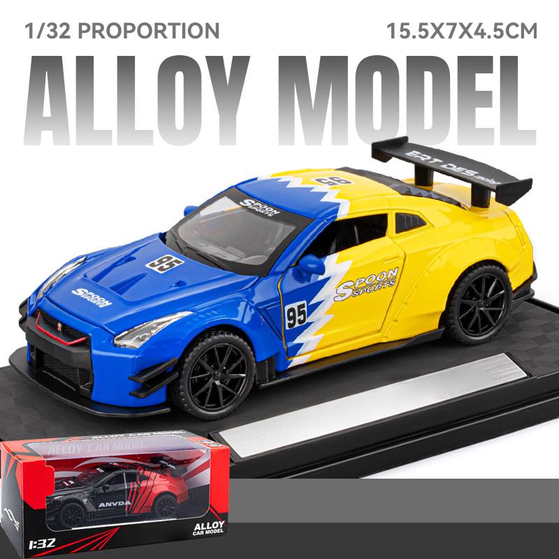 JDM 1:32 Nissan GTR R35 Skyline Ares Aleación Metal Fundición a Presión Modelo de Coche Decoración del Hogar y Adornos para Escritorio de Ordenador Regalo de Vacaciones