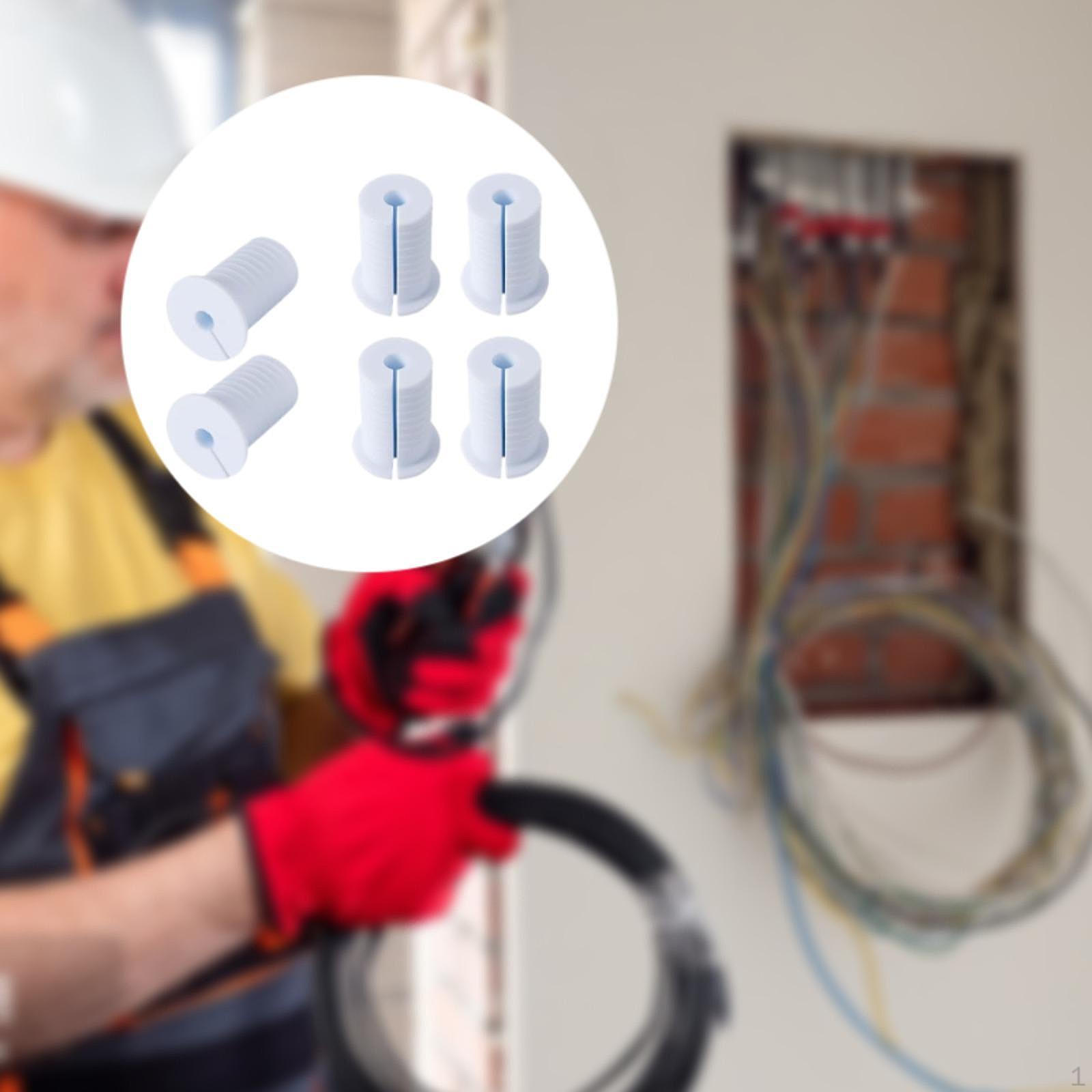 

6 шт. перфорированных кабельных втулок, подходят для отверстий в стене диаметром 1 дюйм, гибкая резина для компактных белый