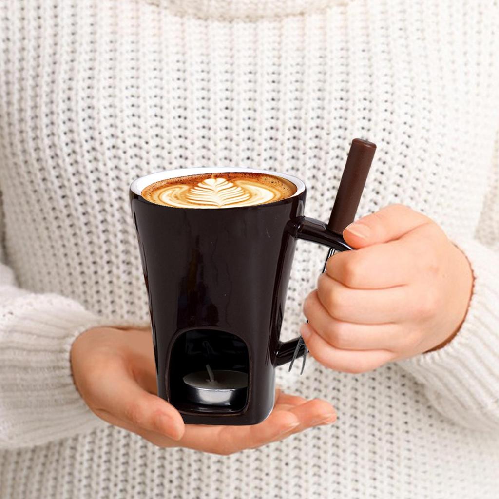 Fondue Mug Set Personal Mini Fondue Pots Chocolate Cheese Ice Cream Fondue Maker Kit Individual Butter Melter Cup Small Warmer