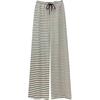 Women's High Waist Black & White Striped Wide Leg Terry Pants