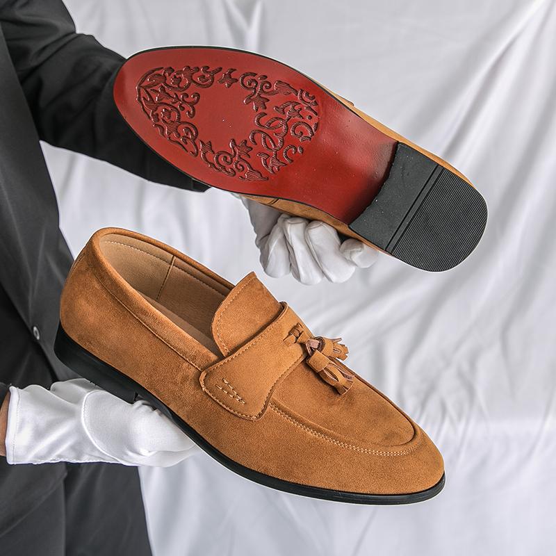 Koreanische Mode Wildleder Bohnenschuhe 2026 Einzelner Fuß Faul Lässig Fließend Su Lefu Schuhe Herren Business Anzugschuhe