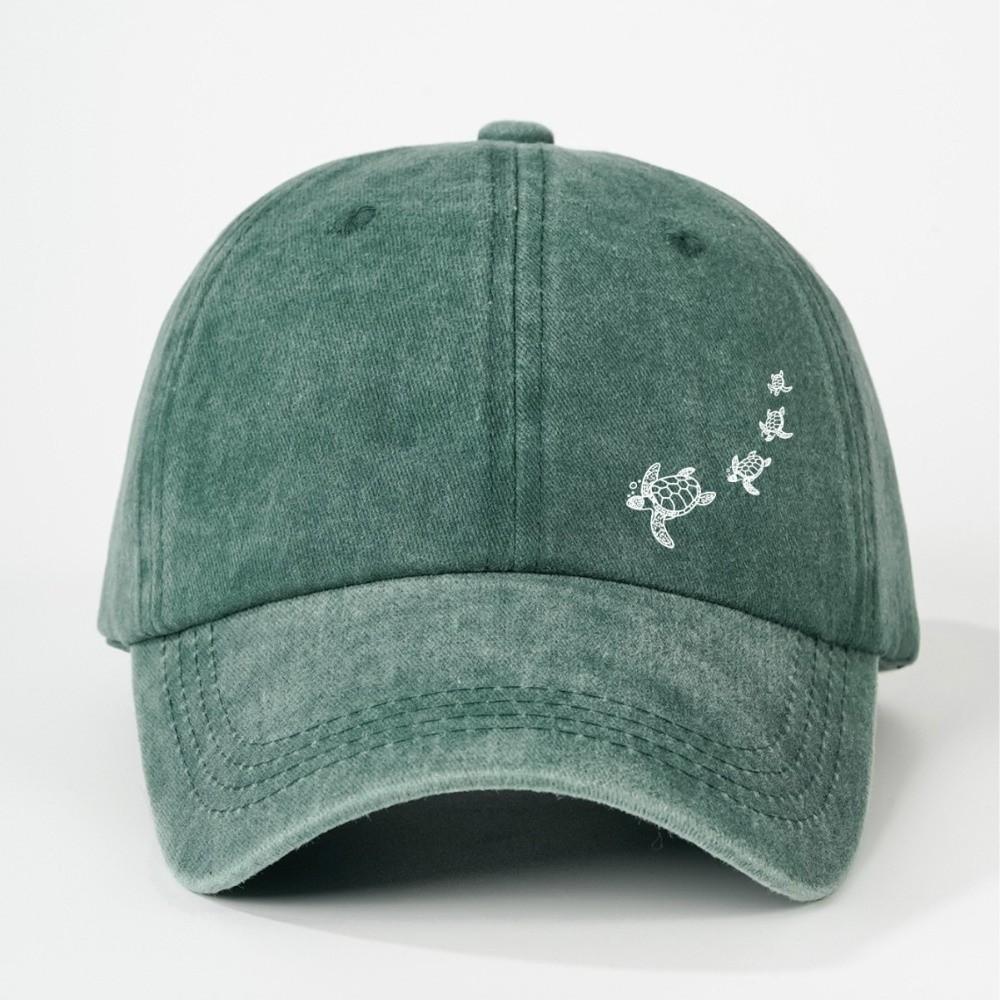 Minimalist Style Turtle Print Baseball Cap Soft Cotton Trucker Hat Washed Baseball Cap  For Adults