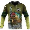 Sweat à capuche unisexe avec impression numérique 3D Motif pêcheur Luya pull de sport d'extérieur