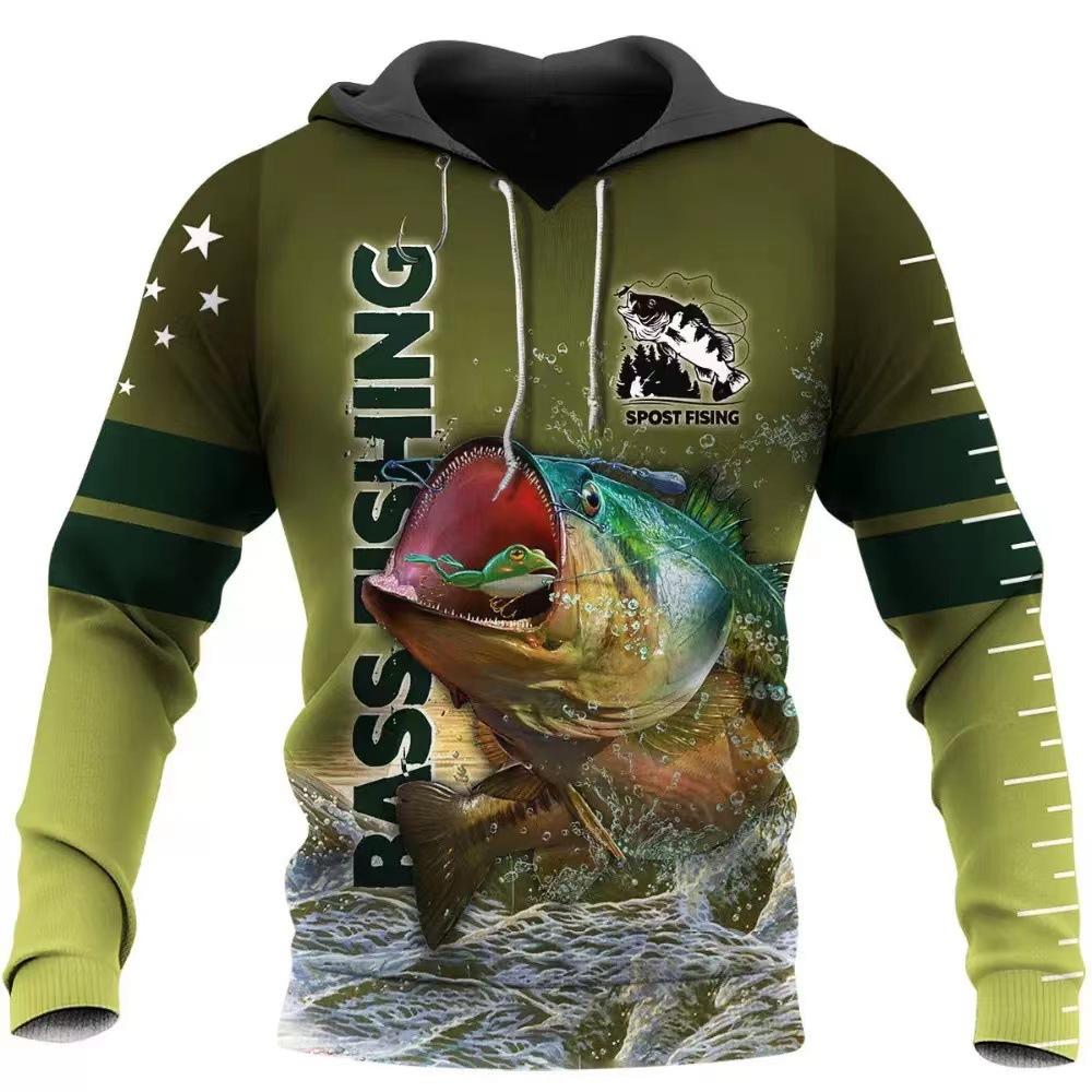 Sweat à capuche unisexe avec impression numérique 3D Motif pêcheur Luya pull de sport d'extérieur