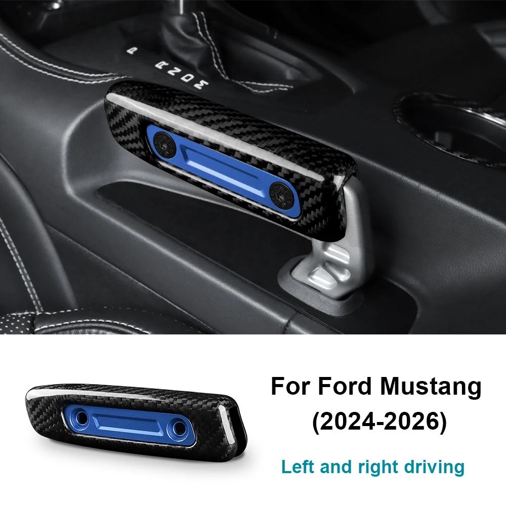 Real Hard Carbon Fiber Cover For Ford Mustang GT Dark Horse EcoBoost 2024 2025 2026 Replace Handbrake Grip Sticker Handle Trim