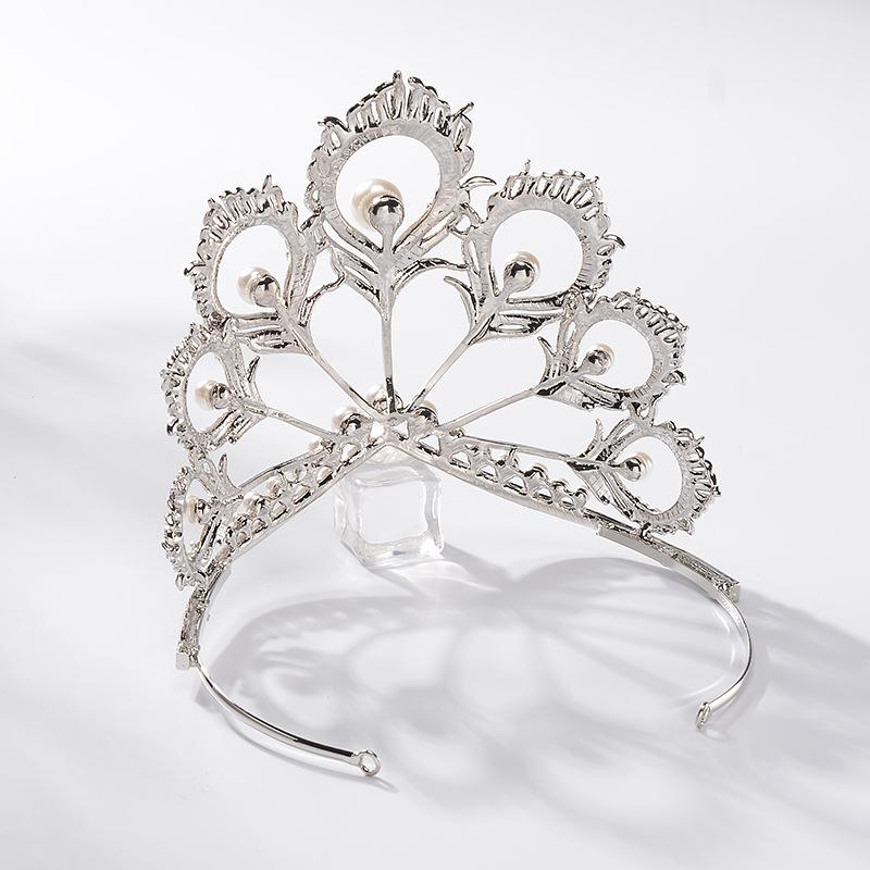 Korean Style Korean Style Rhinestone Bridal Tiara Peacock Feather Pearl Crown Wedding Dress Accessories Hair Accessories