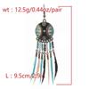 RSAMD Bohemian Boho Flower Carved Round&Colorful Feather Tassel Women Hook Earrings-14#