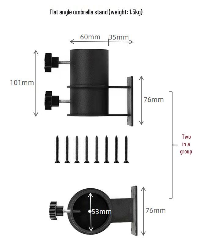 Outdoor Umbrella Base: Sunshade Ground Insert, Marble Fixer, Carbon Steel & Stainless Steel Tube