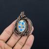 K2 Azurite Pendant, 999 Copper Wire Wrapped Gemstone Jewelry, Handmade Pendant, For Thanksgiving