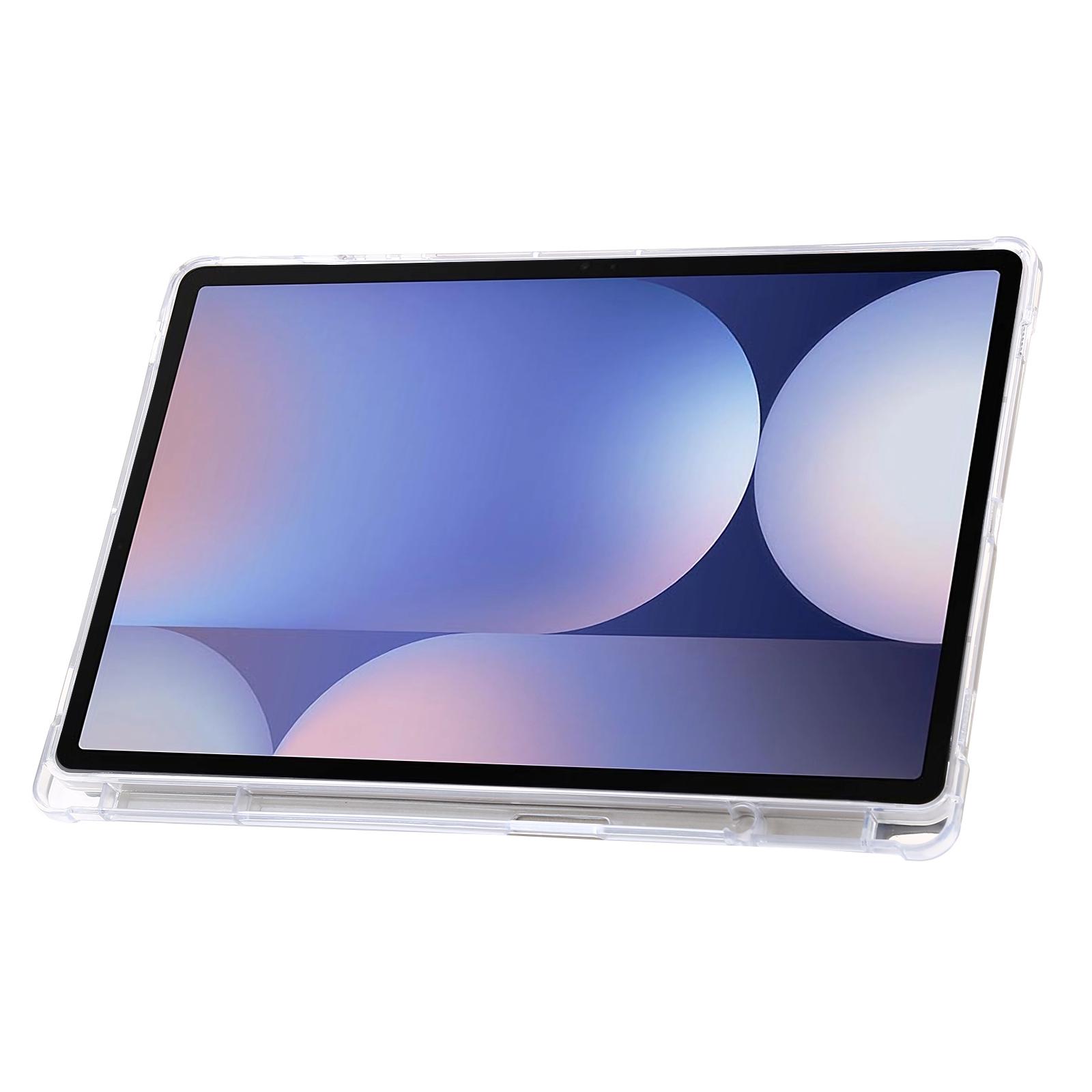 

For Samsung Galaxy Tab S10+ Case PU Leather Origami Stand Clear Tablet Cover Grey