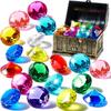 Diving Gems Pool Toys Diving Treasure Set Pirate Chest with 12 Gemstones Pool Training Toys for Kids Floating Sinking Swim Game