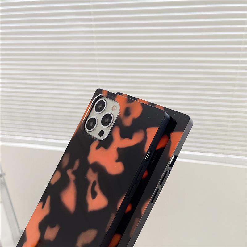 Retro leopar baskı kare telefon kılıfı için Iphone 13 11 Pro 12 12pro Max Se2020 7 8 artı X Xr Xs darbeye dayanıklı kılıf koruyucu kapak