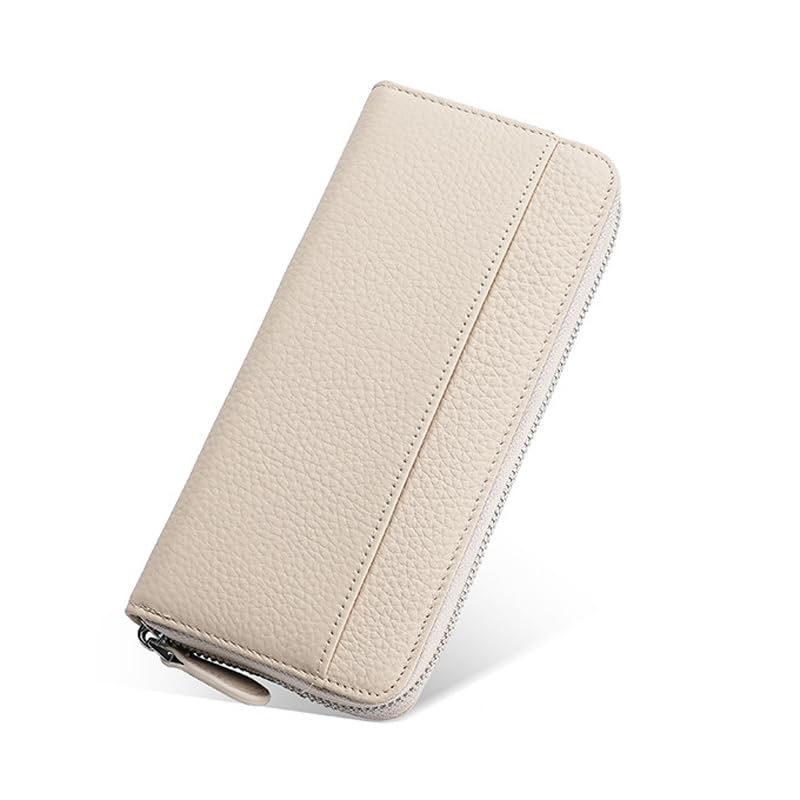 [Yocipa] Wallet Genuine Leather Ladies Round Zipper Long Wallet Large Capacity Leather card case Multifunctional wallet skimming Prevention Popularity