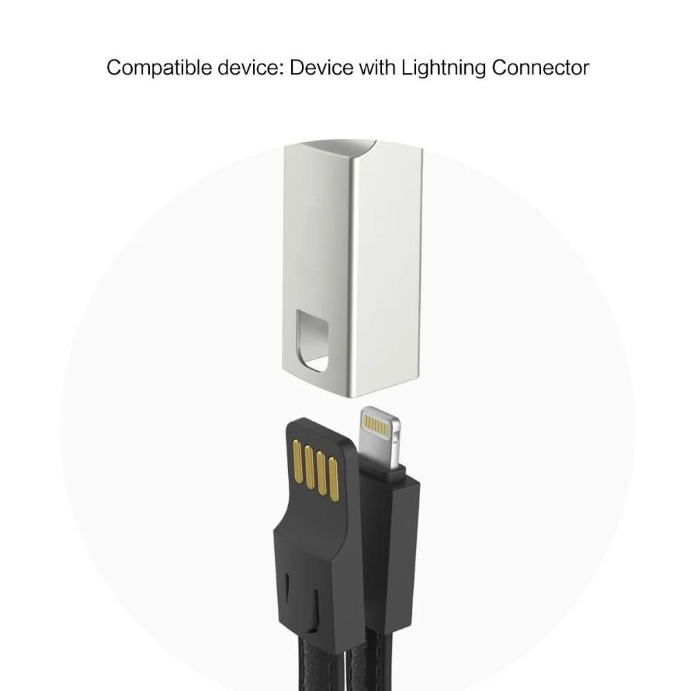 Original USB Cable Mini Keychain Metal Leather Wire Sync Data Charger For iPhone X 8 6 7 6s plus 5 iPad Mobile Phone Cables