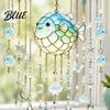 Coastal Balcony Decoration Ocean-Themed Crystal Wind Chime Stained Acrylic Jellyfish Seahorse Pufferfish Hanging Suncatcher Marine Ornaments