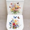 Çiçek Desenli Tuvalet Çıkartmaları Banyo Dekorasyon Çıkartmaları Dekor Kendinden Yapışkanlı Duvar Kağıdı Çıkarılabilir PVC Su Geçirmez Çıkartma