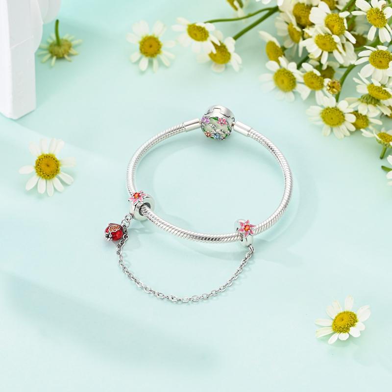 New Copper Flower Heart Bird Leaves Star Safety Chain Beads Bead Fit Bracelet Snake Chain Charms Beaded Women Gift